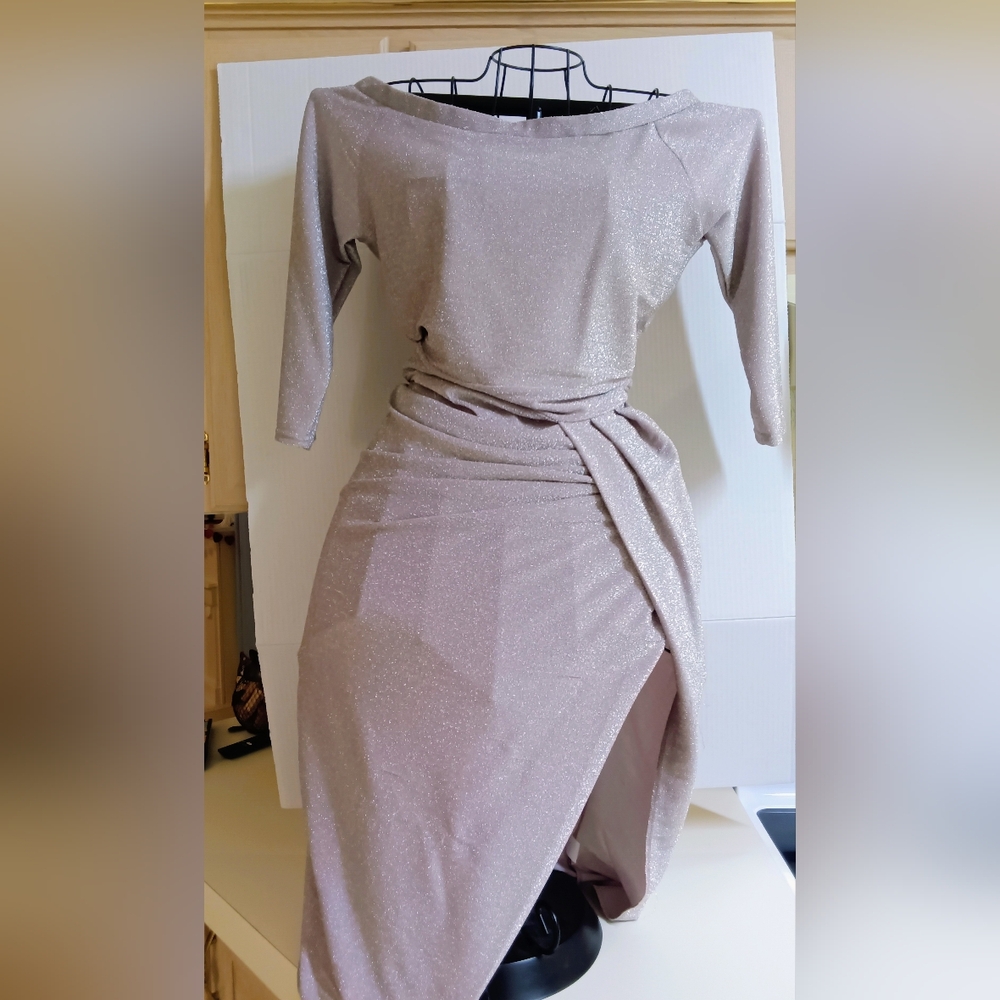 CBR Shimmering Silver Long Sleeve Dress